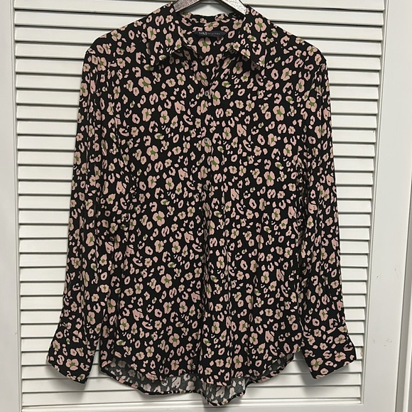 Marks & Spencer Tops - M&S Collection Black and Pink Floral button up blouse